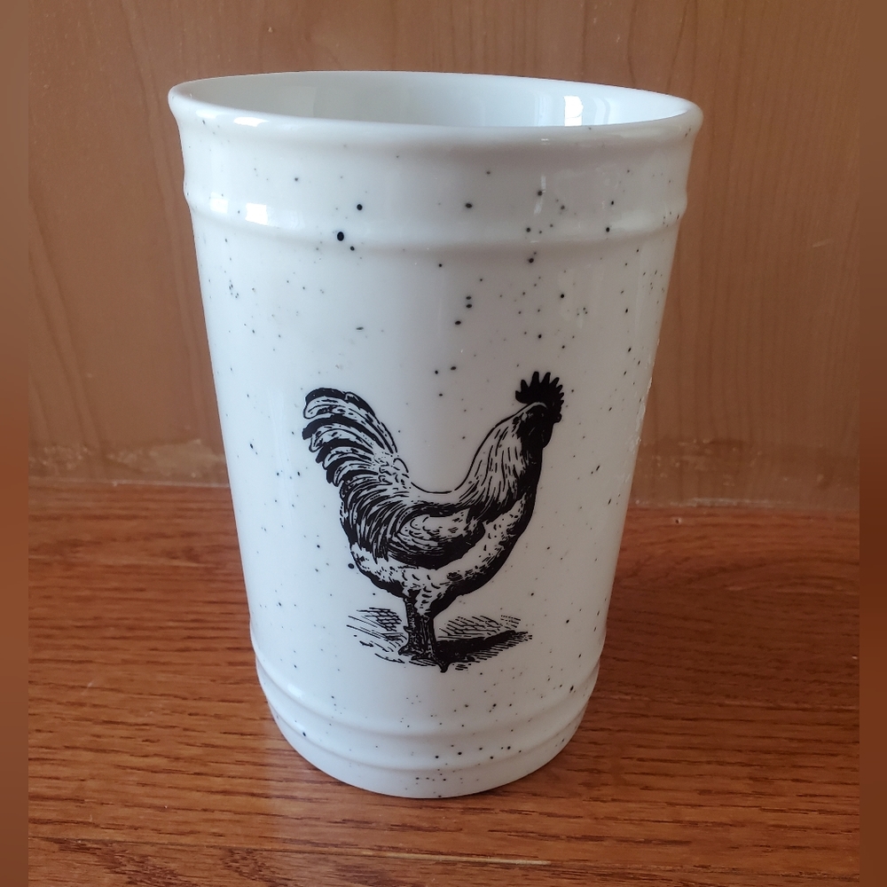 Grace Fine Ceramic 6" Speckled Rooster Crock